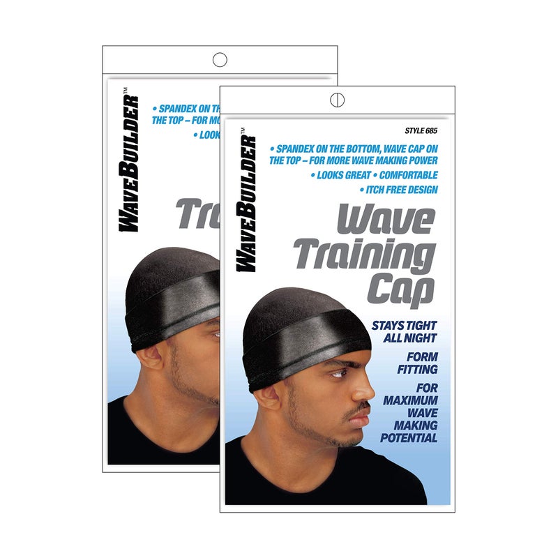 WAVEBUILDER Wave Training Cap, Black, 2 Pack - Image 1